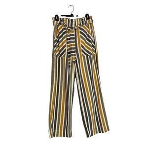 By Anthropologie Women Wide Leg Pants Cotton Striped Small